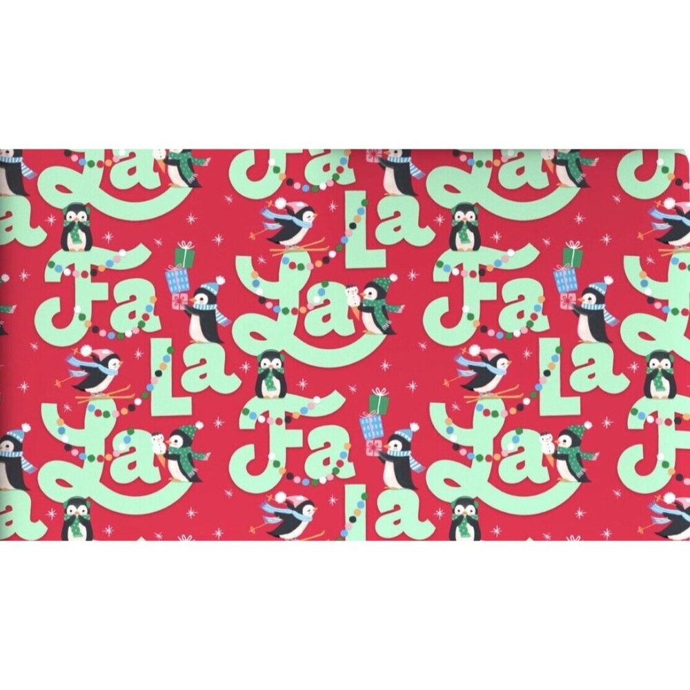 Hallmark Wrapping Paper Christmas Penguins Fa La La Red 35 sq ft Roll Holiday
